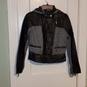 JOUJOU faux Leather jacket with hoodie